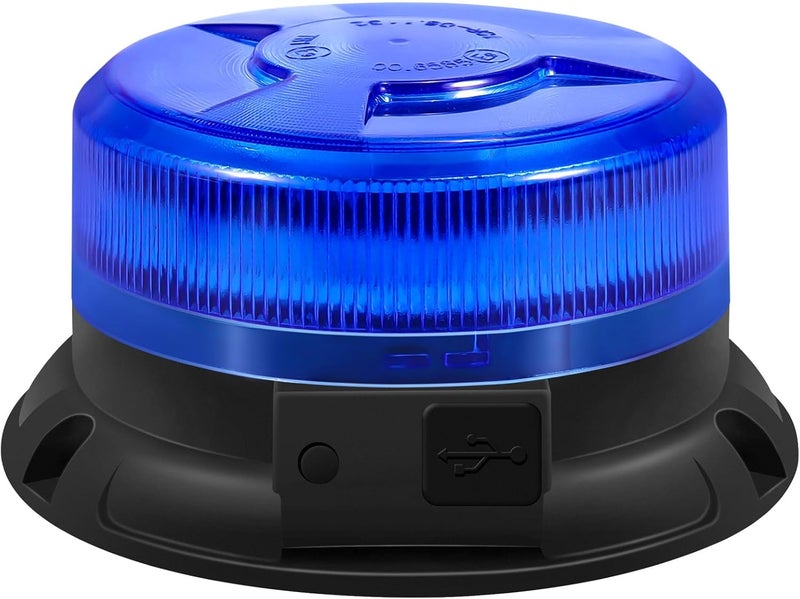 AnTom Magnetic Wireless Strobe Light, Waterproof Rechargeable Blue LED Beacon Lights for Trucks, Vehicle Emergency Flashing Warning, forklifts,Tractors,Golf Carts,Cars - Image 1